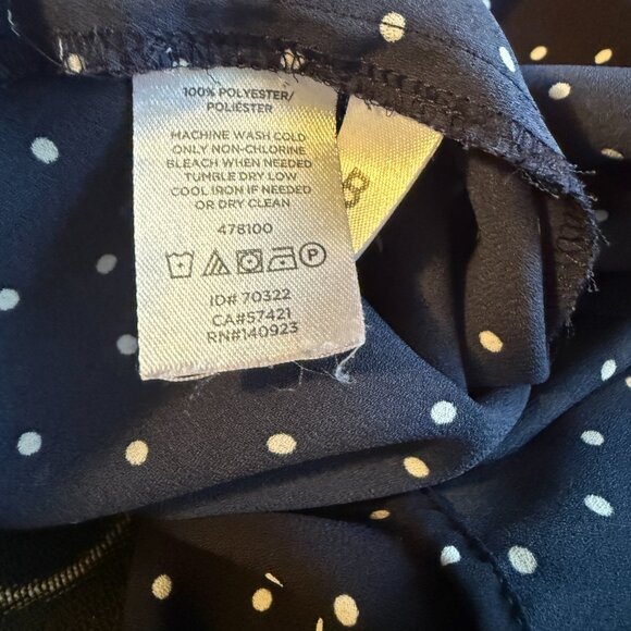 LOFT blue and white polka dot long sleeve button down blouse women's size XS - Picture 12 of 12